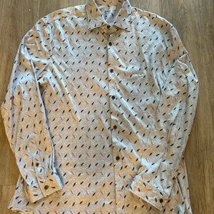 Johnnie O Shirt Mens Large Button Up All Over Print Ruskin Featherweight